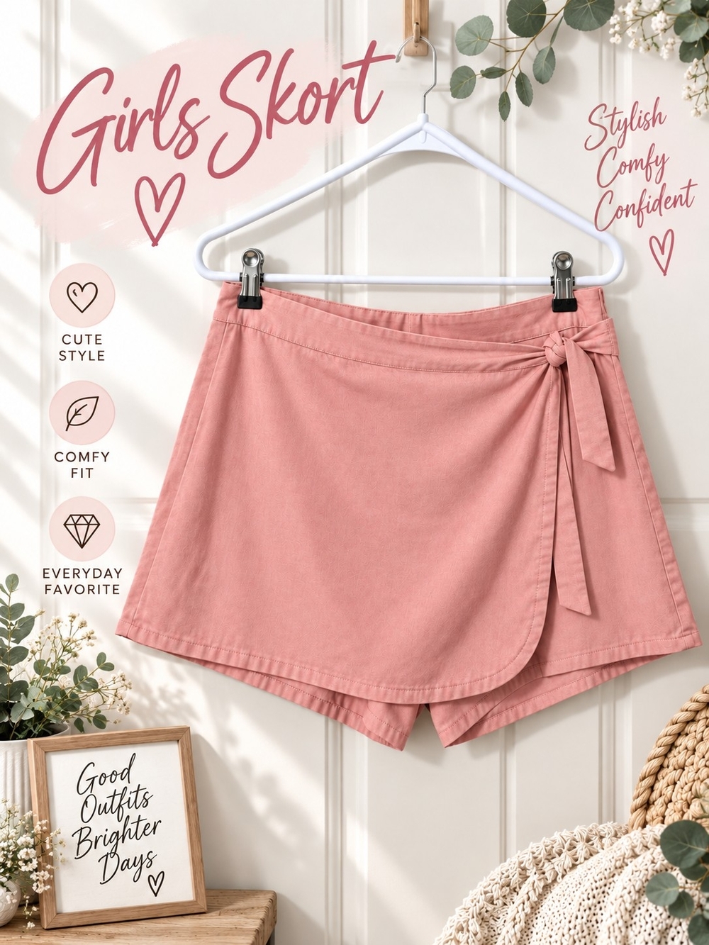 wonder nation Girls Wrap Skort in Dusty Rose Pink Size 14/16
